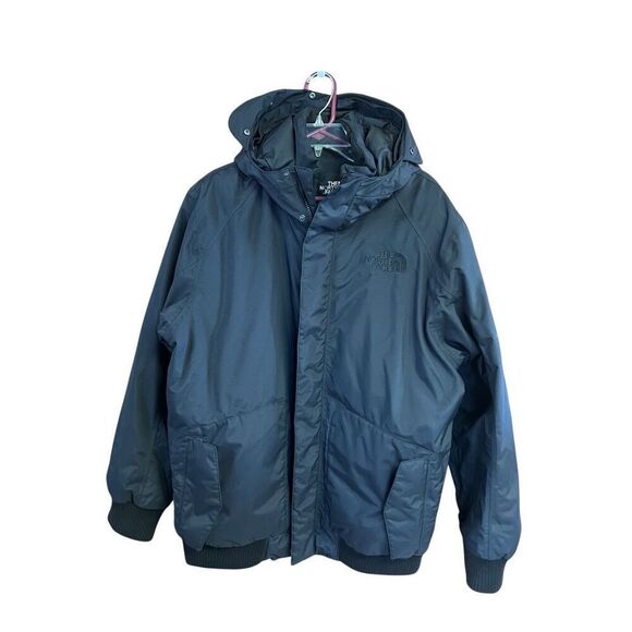 THE NORTH FACE DOWN HYVENT  BOMBER MENS BLACK JACKET WITH  HOOD SZ XL - Picture 1 of 7